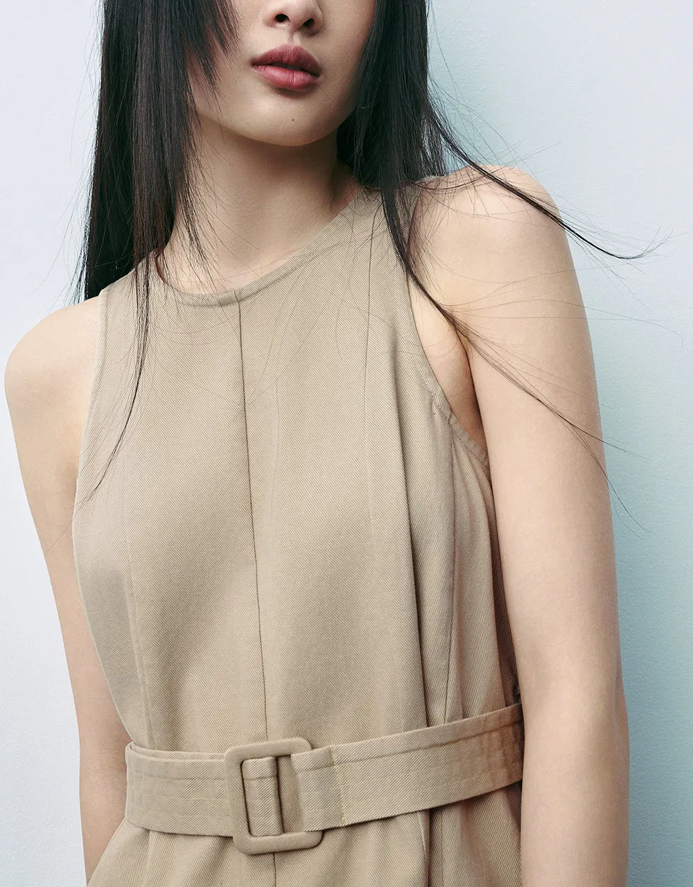 Sleeveless Crew Neck A-Line Dress With Belt sold by Urban Revivo product image thumbnail 4