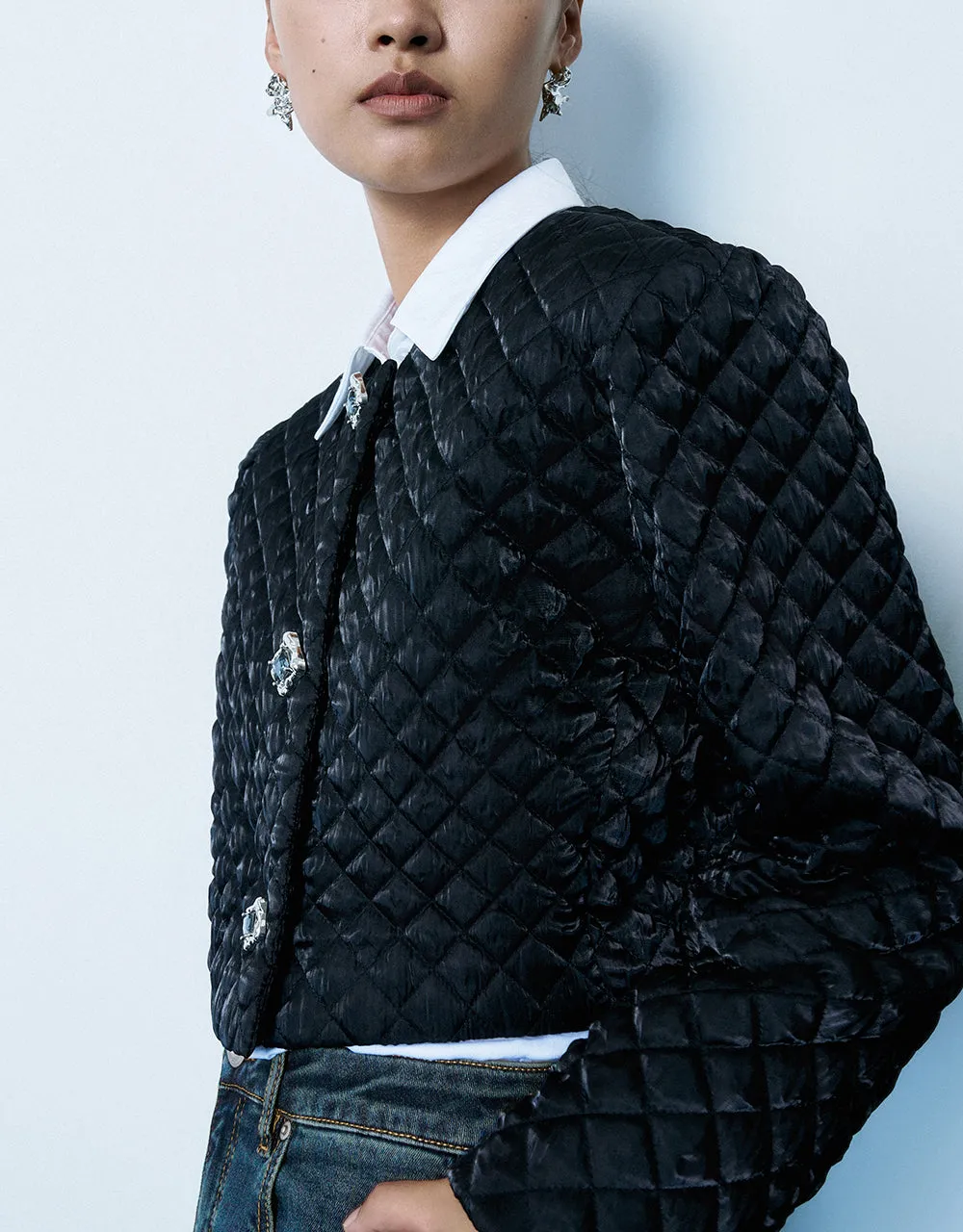 Embossed U Neck Padded Coat sold by Urban Revivo product image thumbnail 3