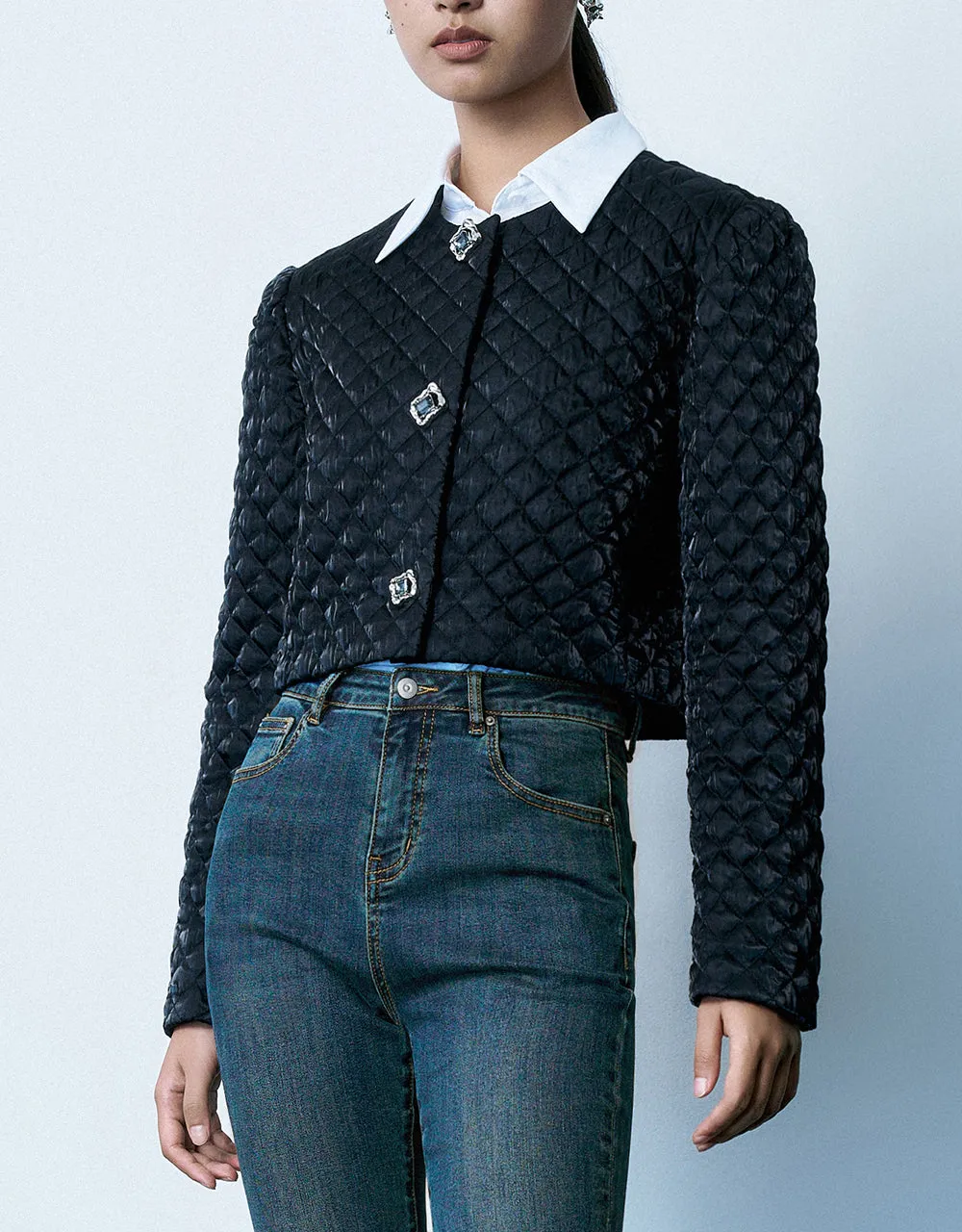 Embossed U Neck Padded Coat sold by Urban Revivo product image thumbnail 2