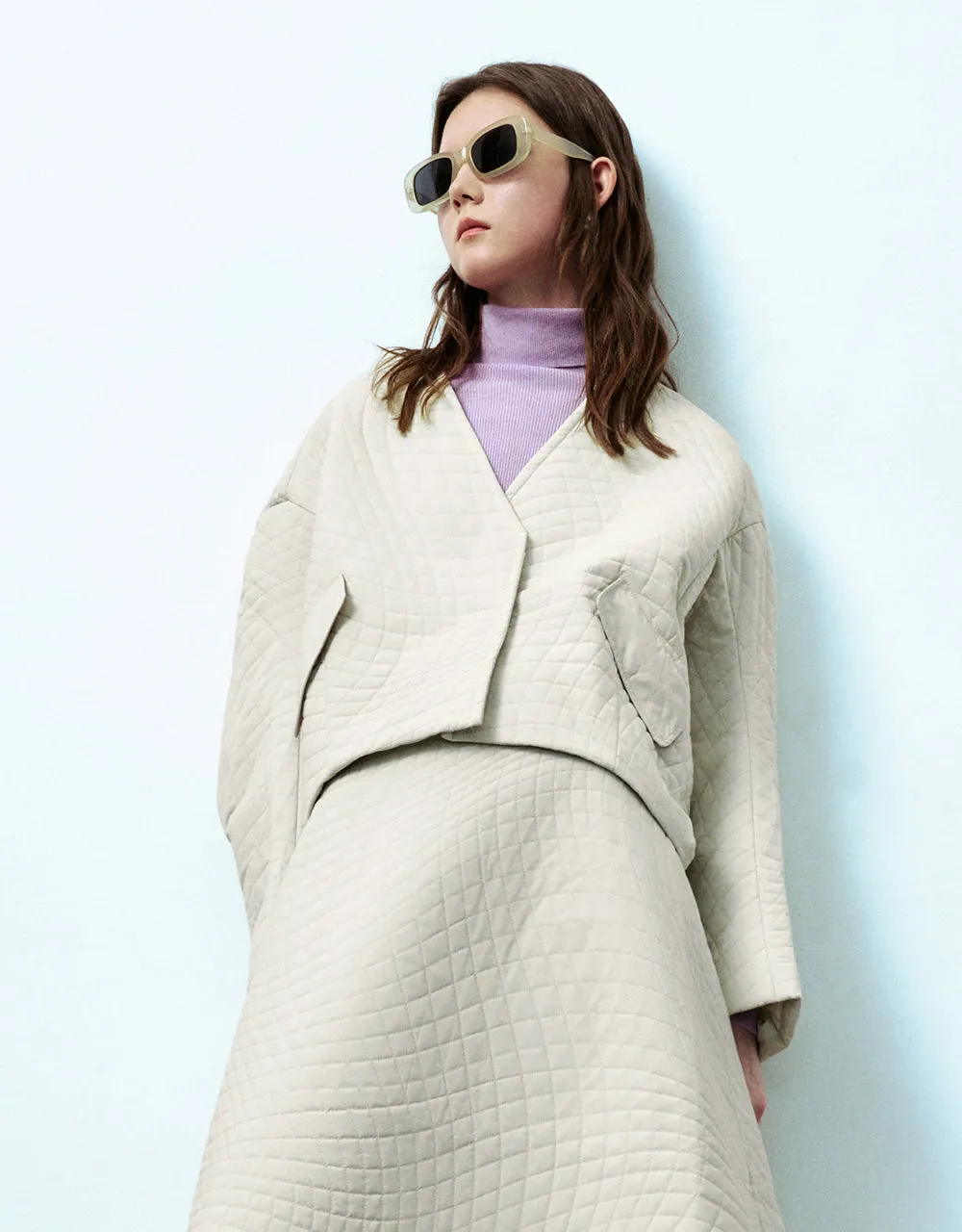 Dolman Sleeve V-Neck Padded Coat sold by Urban Revivo