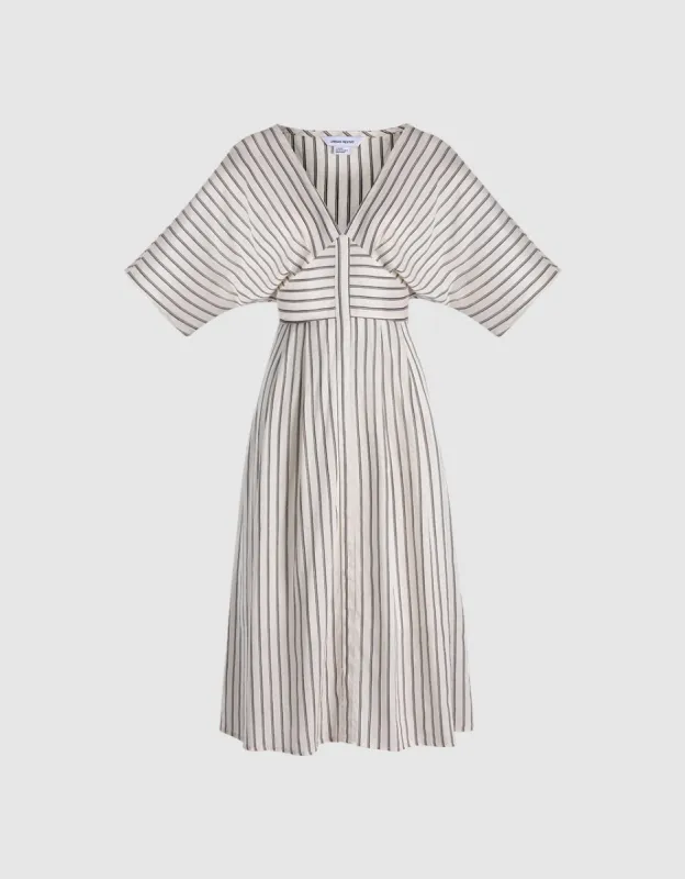 Striped Button Front Midi Dress made by Urban Revivo