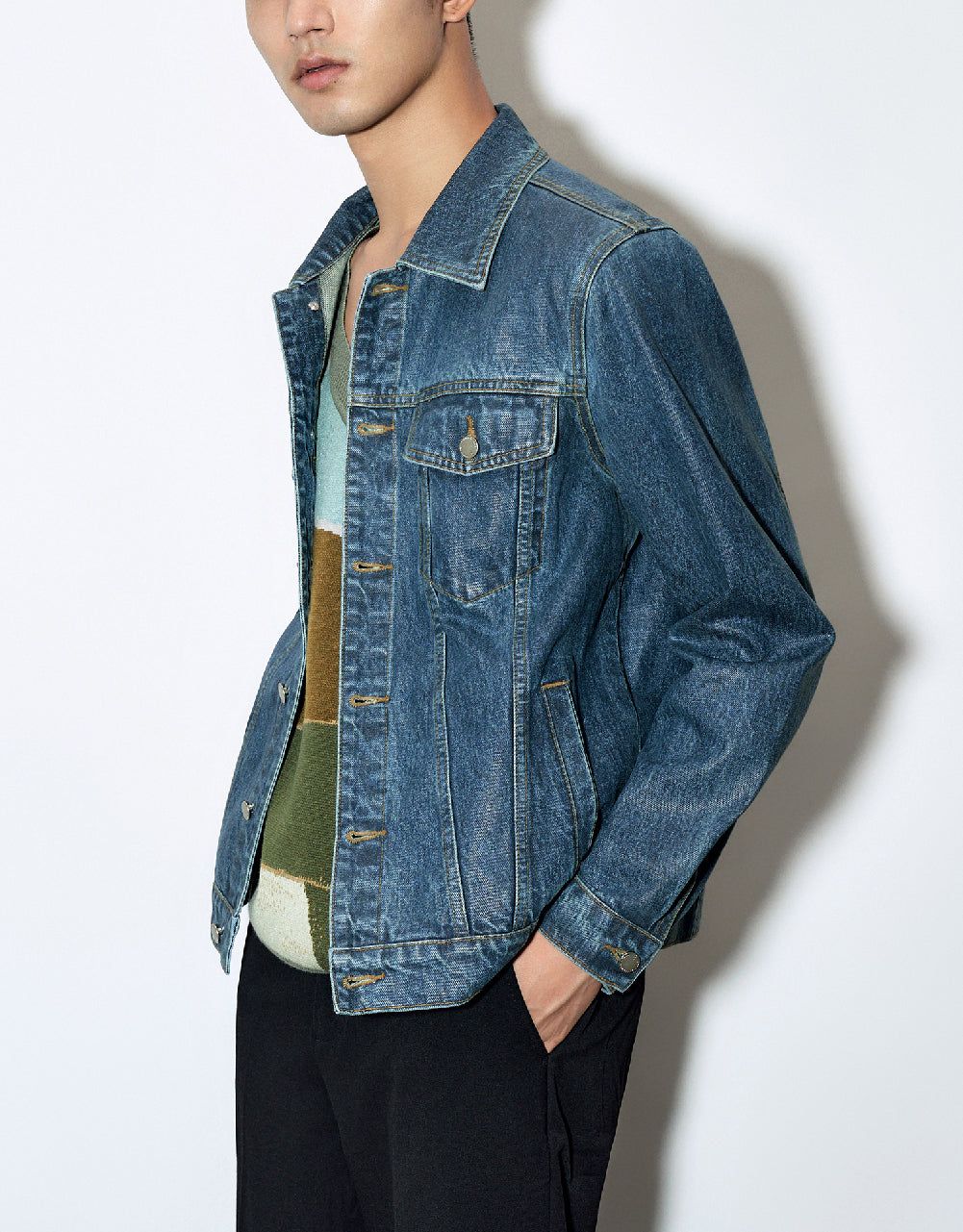 Button Up Denim Jacket sold by Urban Revivo product image thumbnail 3