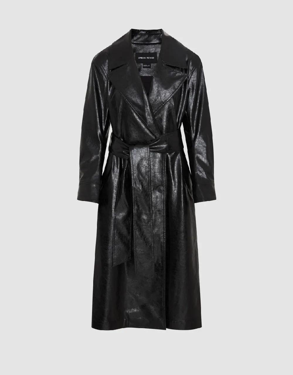 Vegan Leather Straight Coat With Belt sold by Urban Revivo product image thumbnail 2