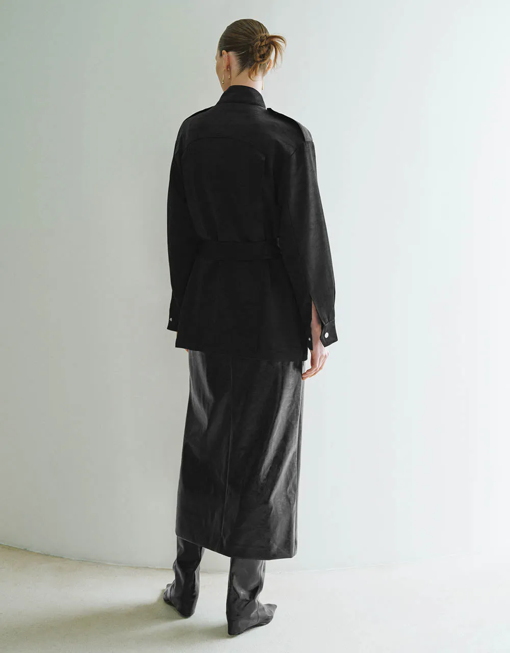 Stand Collar Straight Jacket With Belt sold by Urban Revivo product image thumbnail 4