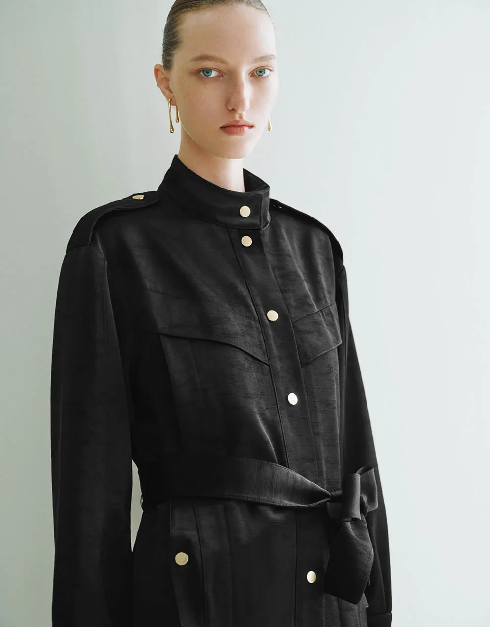 Stand Collar Straight Jacket With Belt sold by Urban Revivo product image thumbnail 2