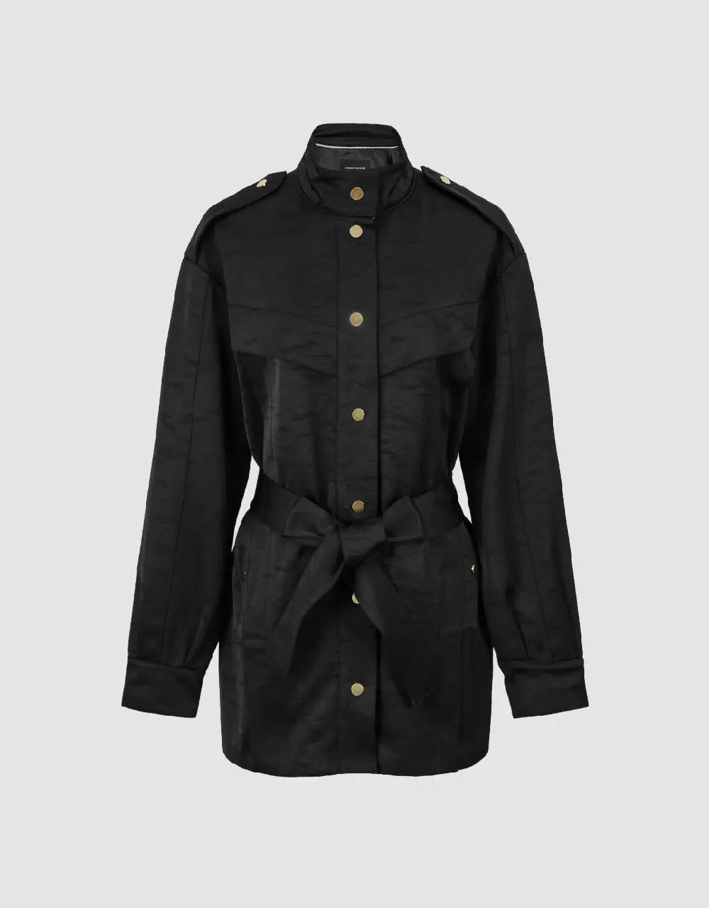 Stand Collar Straight Jacket With Belt sold by Urban Revivo product image thumbnail 5