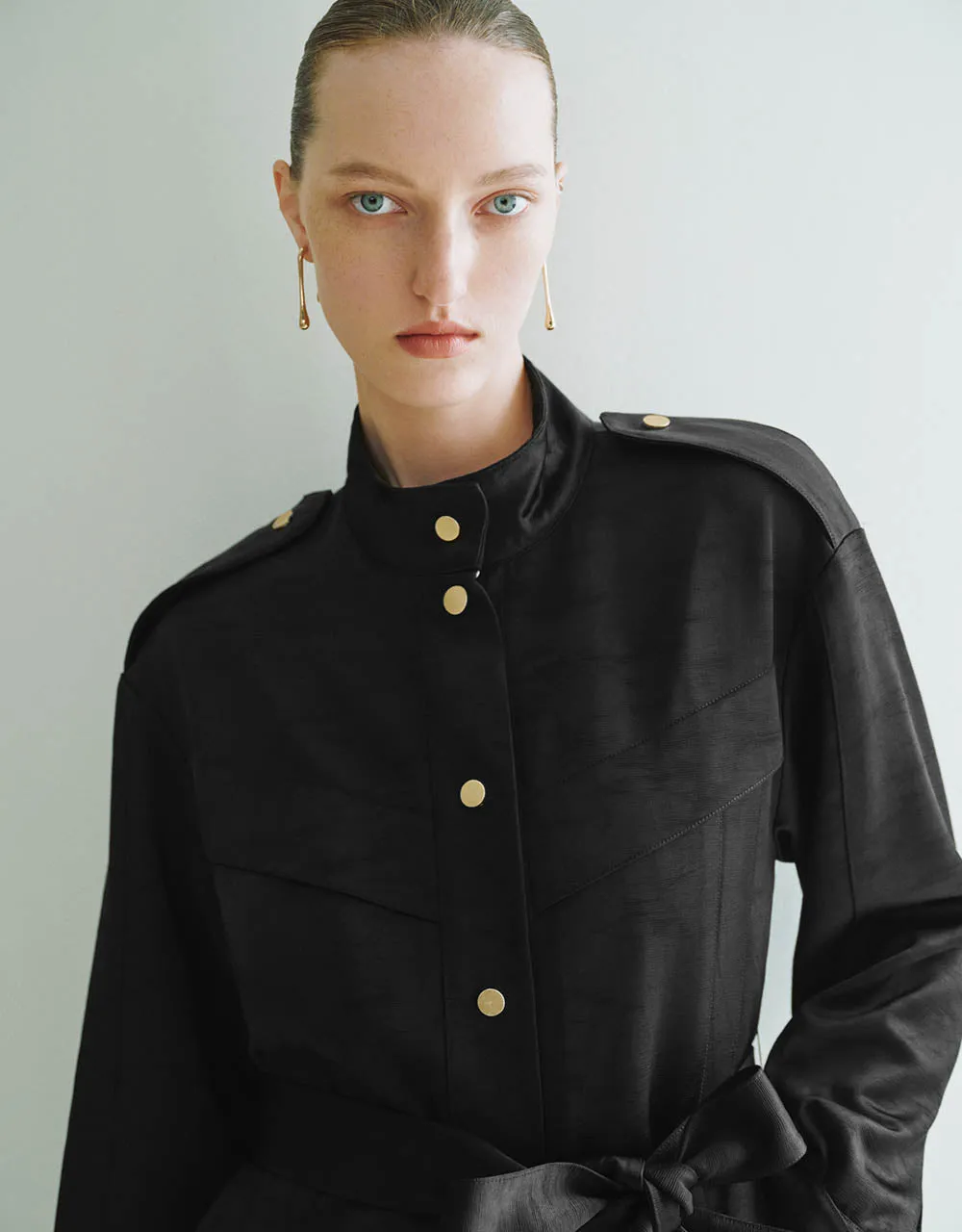 Stand Collar Straight Jacket With Belt sold by Urban Revivo product image thumbnail 3