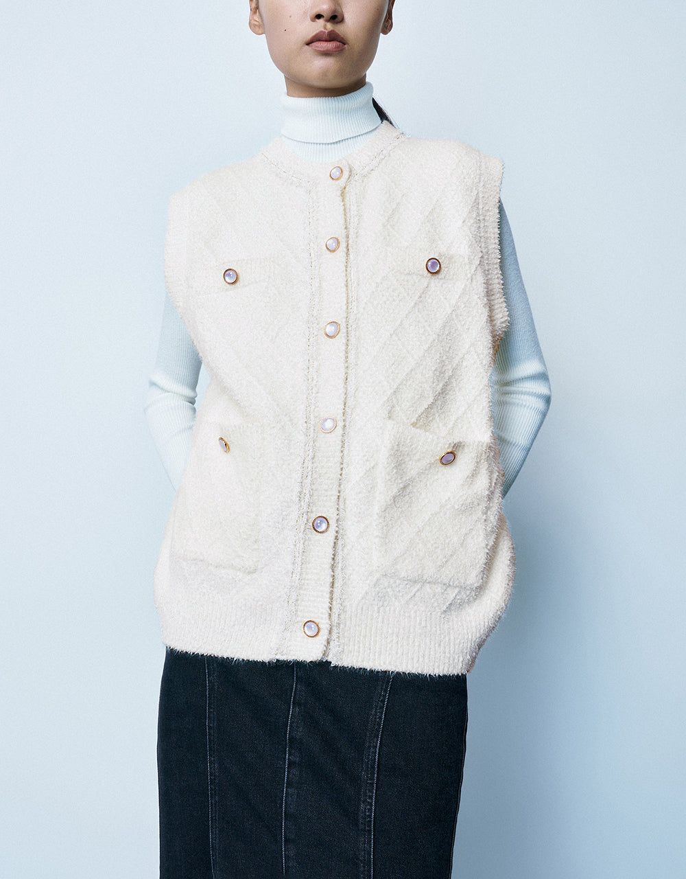 Tweed Crew Neck Knitted Vest sold by Urban Revivo product image thumbnail 2