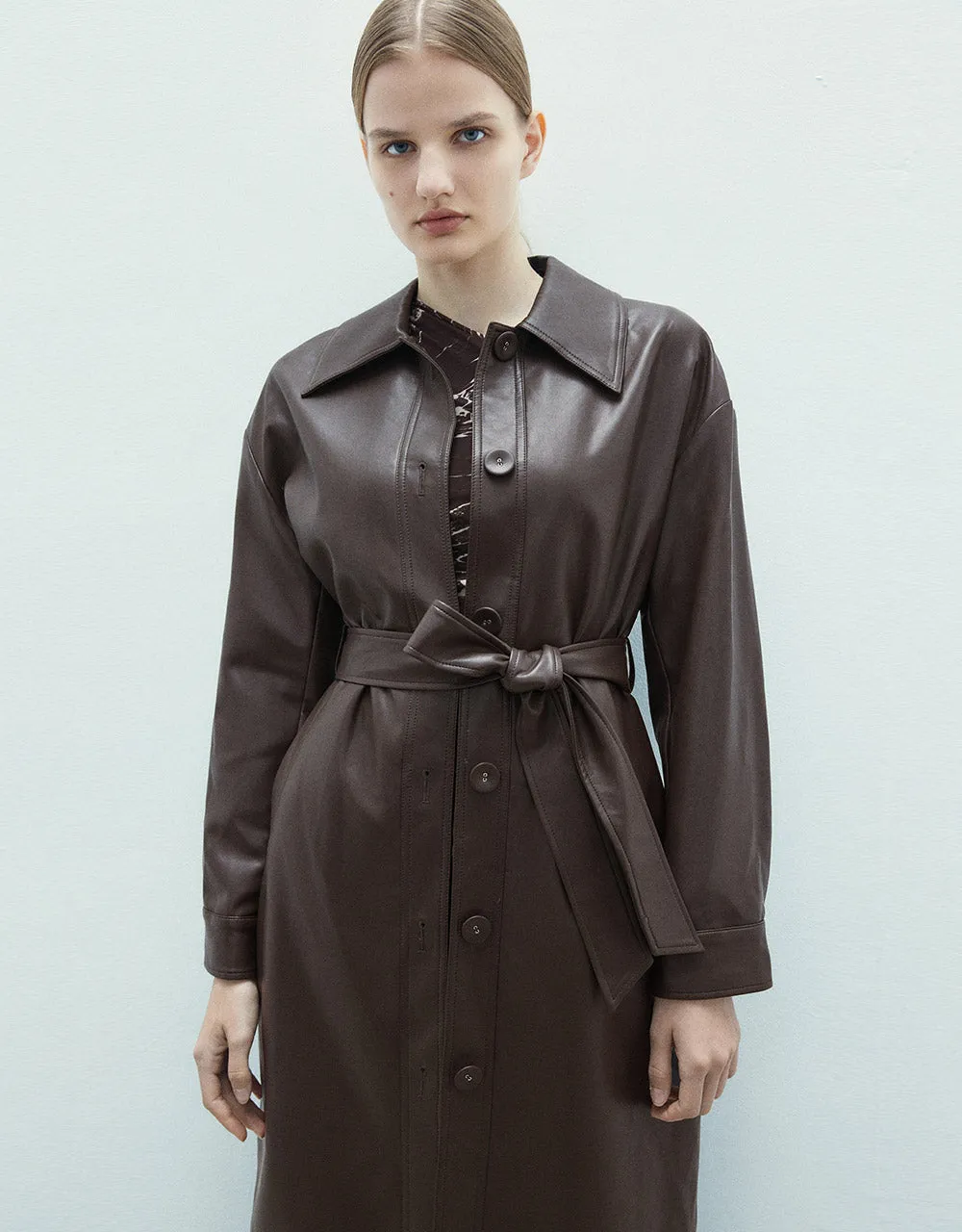 Faux Leather Belted Jacket sold by Urban Revivo product image thumbnail 2