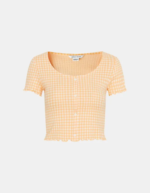 Checkered Crop T-Shirt sold by Urban Revivo