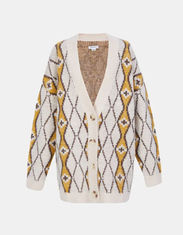 Argyle Jacquard Button Up Cardigan sold by Urban Revivo