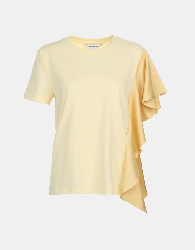 Ruffled Fitted T-Shirt sold by Urban Revivo