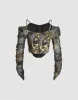 Printed Off-Shoulder Skinny T-Shirt sold by Urban Revivo