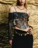 Printed Off-Shoulder Skinny T-Shirt sold by Urban Revivo