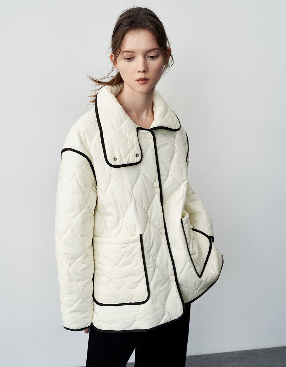 Stand Collar Quilted Padded Coat sold by Urban Revivo