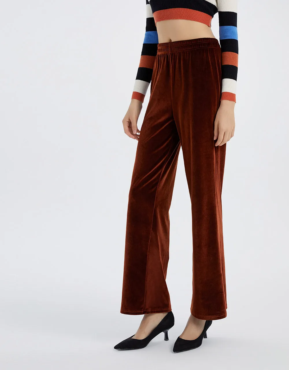 Velvet Elastic Waist Wide Leg Pants sold by Urban Revivo product image thumbnail 3