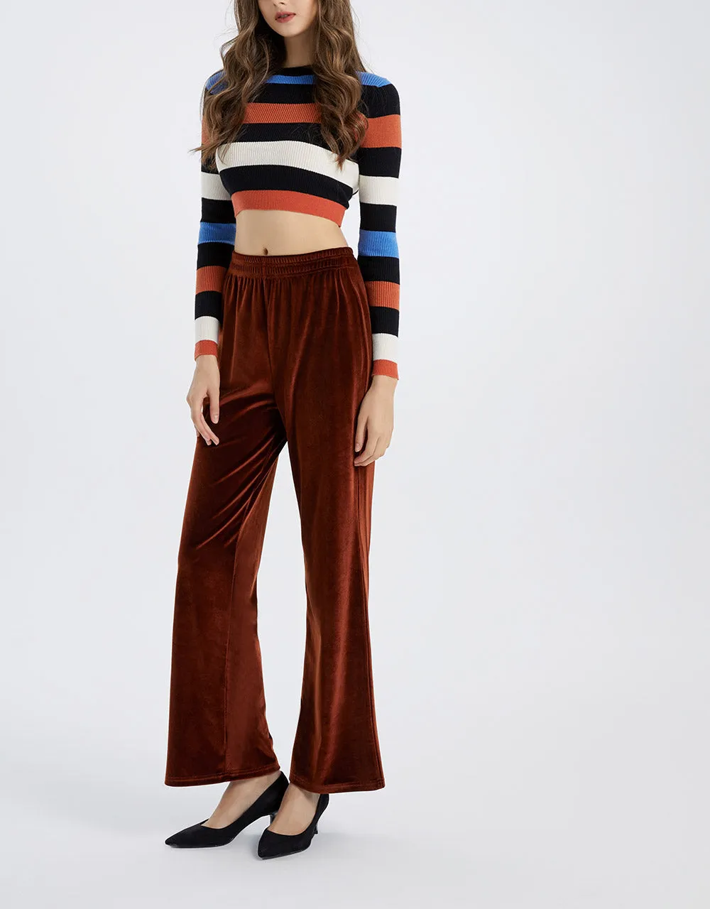 Velvet Elastic Waist Wide Leg Pants sold by Urban Revivo product image thumbnail 4