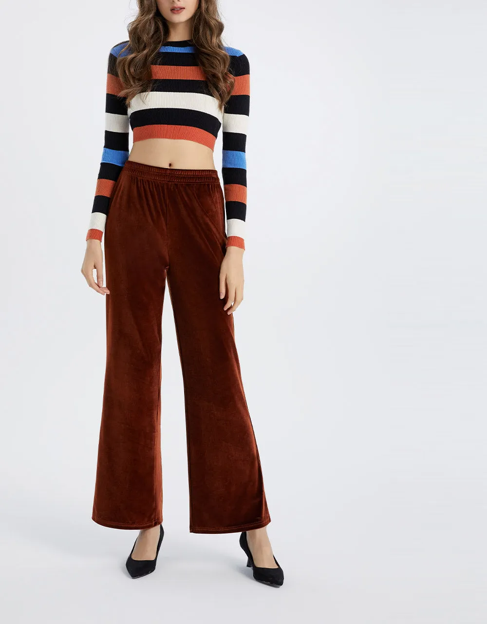 Velvet Elastic Waist Wide Leg Pants sold by Urban Revivo product image thumbnail 2