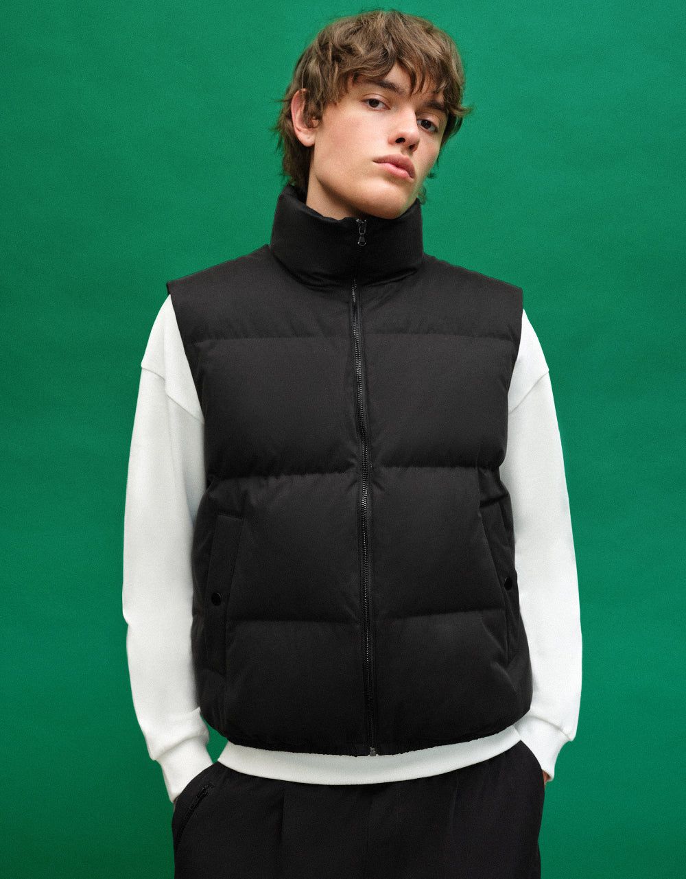 Stand Collar Puffer Waistcoat sold by Urban Revivo