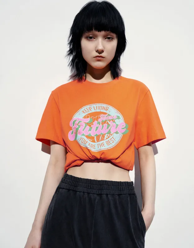 Printed Straight T-Shirt sold by Urban Revivo