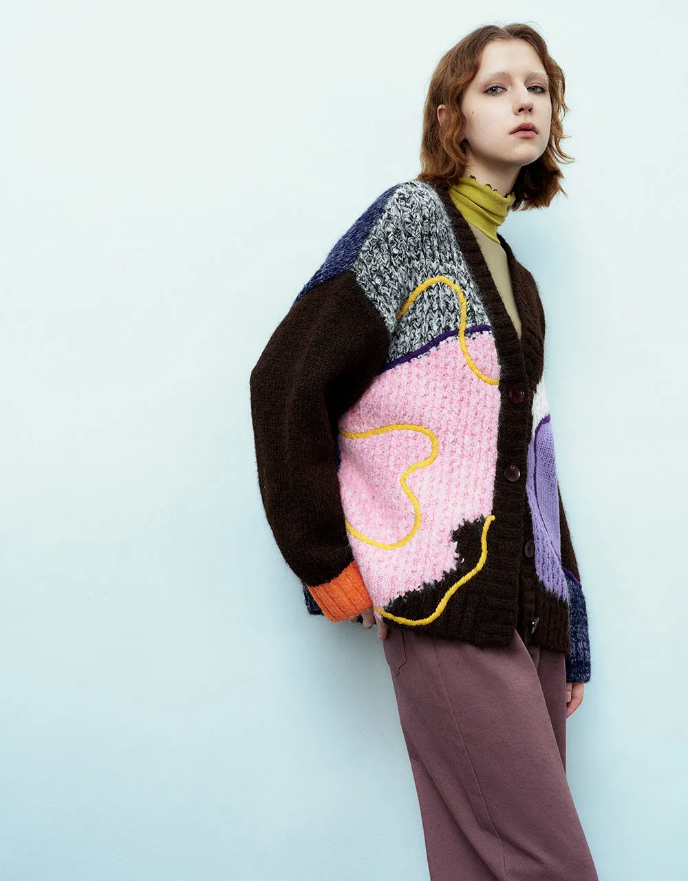 Drop Shoulder Sleeve V-Neck Knitted Cardigan sold by Urban Revivo product image thumbnail 3