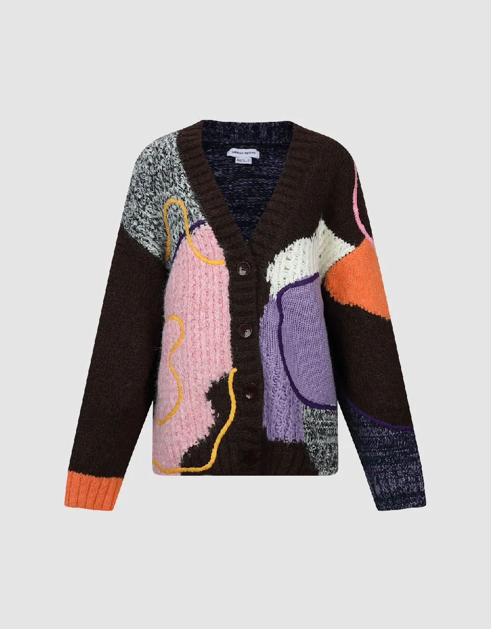 Drop Shoulder Sleeve V-Neck Knitted Cardigan sold by Urban Revivo product image thumbnail 2