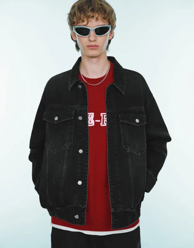 Drop Shoulder Sleeve Denim Jacket sold by Urban Revivo