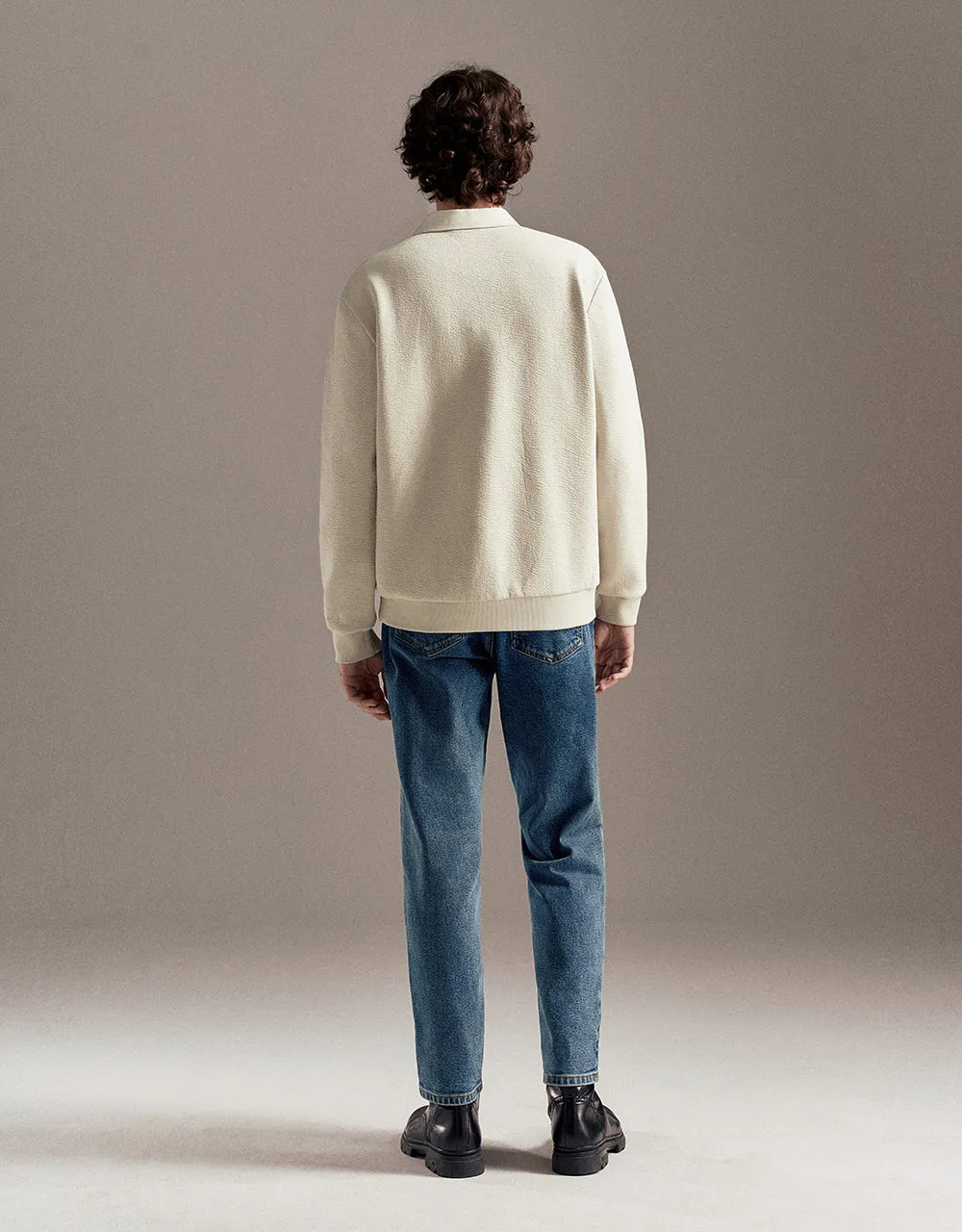 Textured Button Half Placket Polo Shirt sold by Urban Revivo product image thumbnail 4