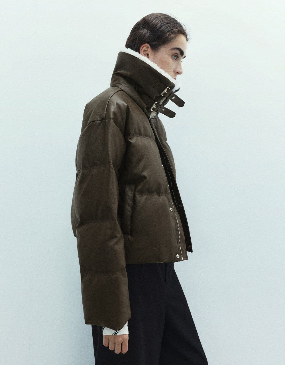 Faux Leather Shearling Lined Down Jacket sold by Urban Revivo product image thumbnail 4