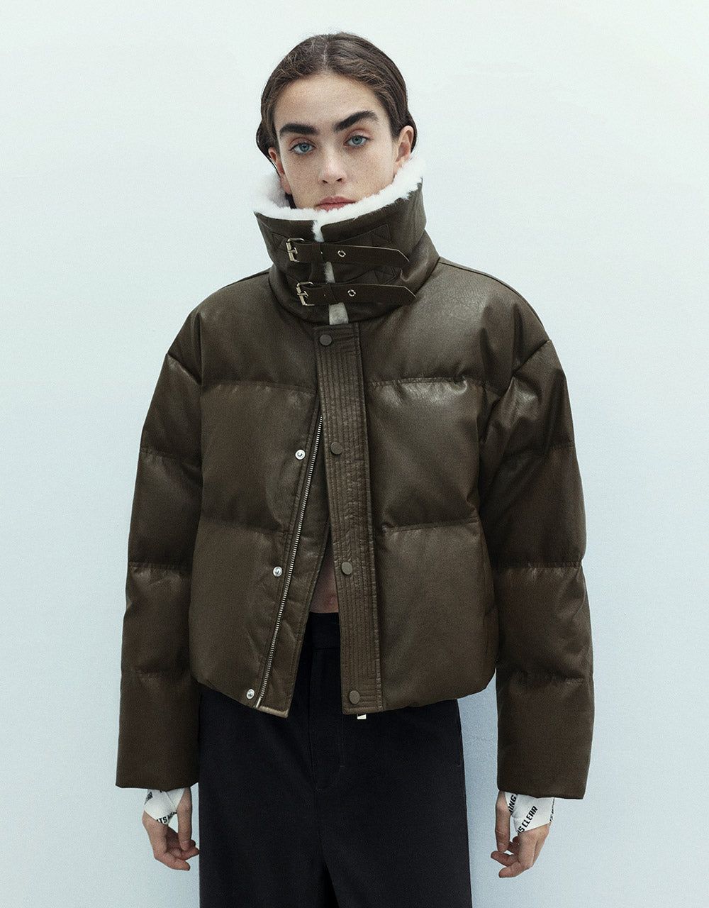 Faux Leather Shearling Lined Down Jacket sold by Urban Revivo