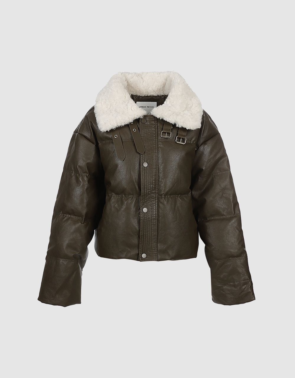 Faux Leather Shearling Lined Down Jacket sold by Urban Revivo product image thumbnail 2