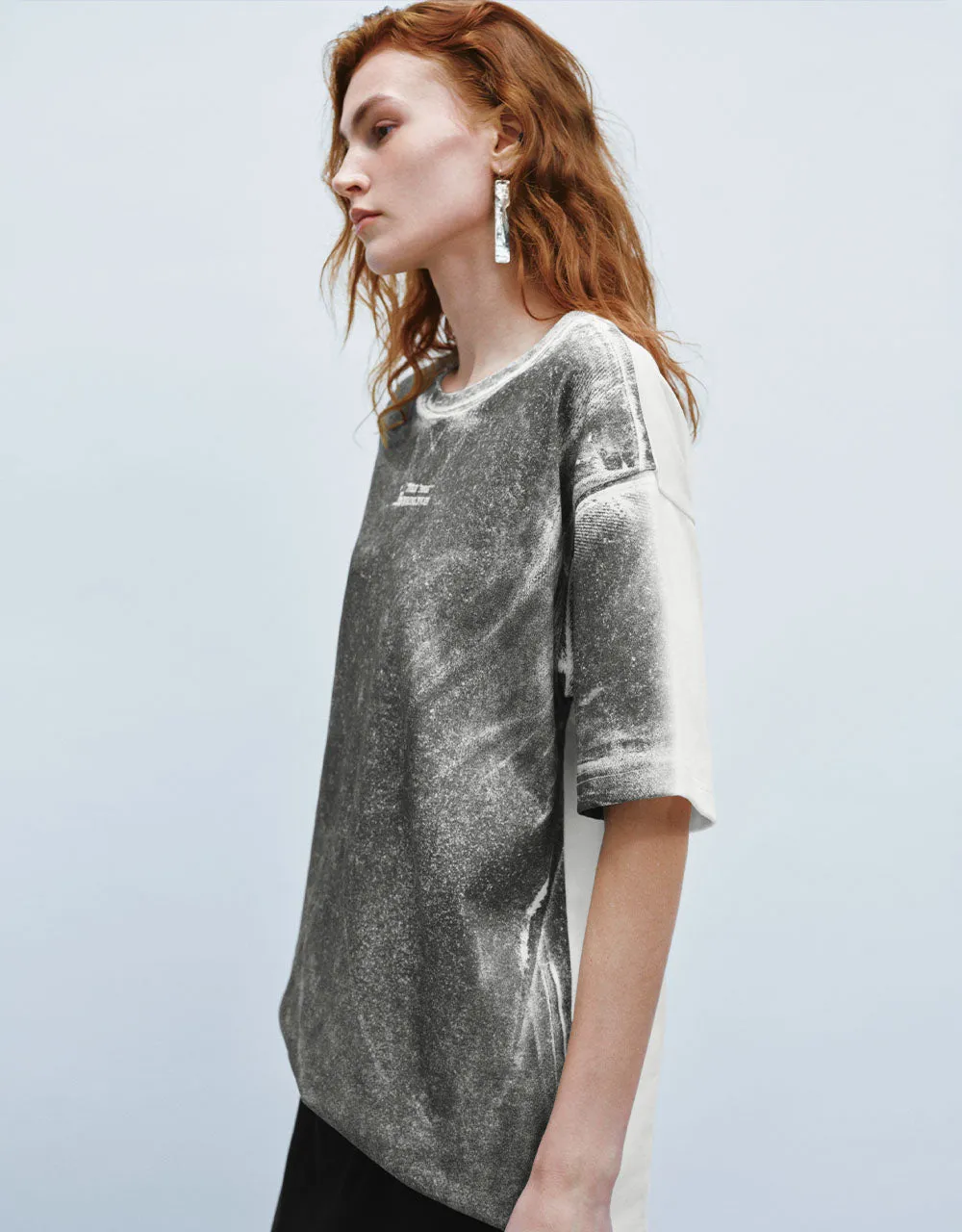 Printed Crew Neck Loose T-Shirt sold by Urban Revivo product image thumbnail 3