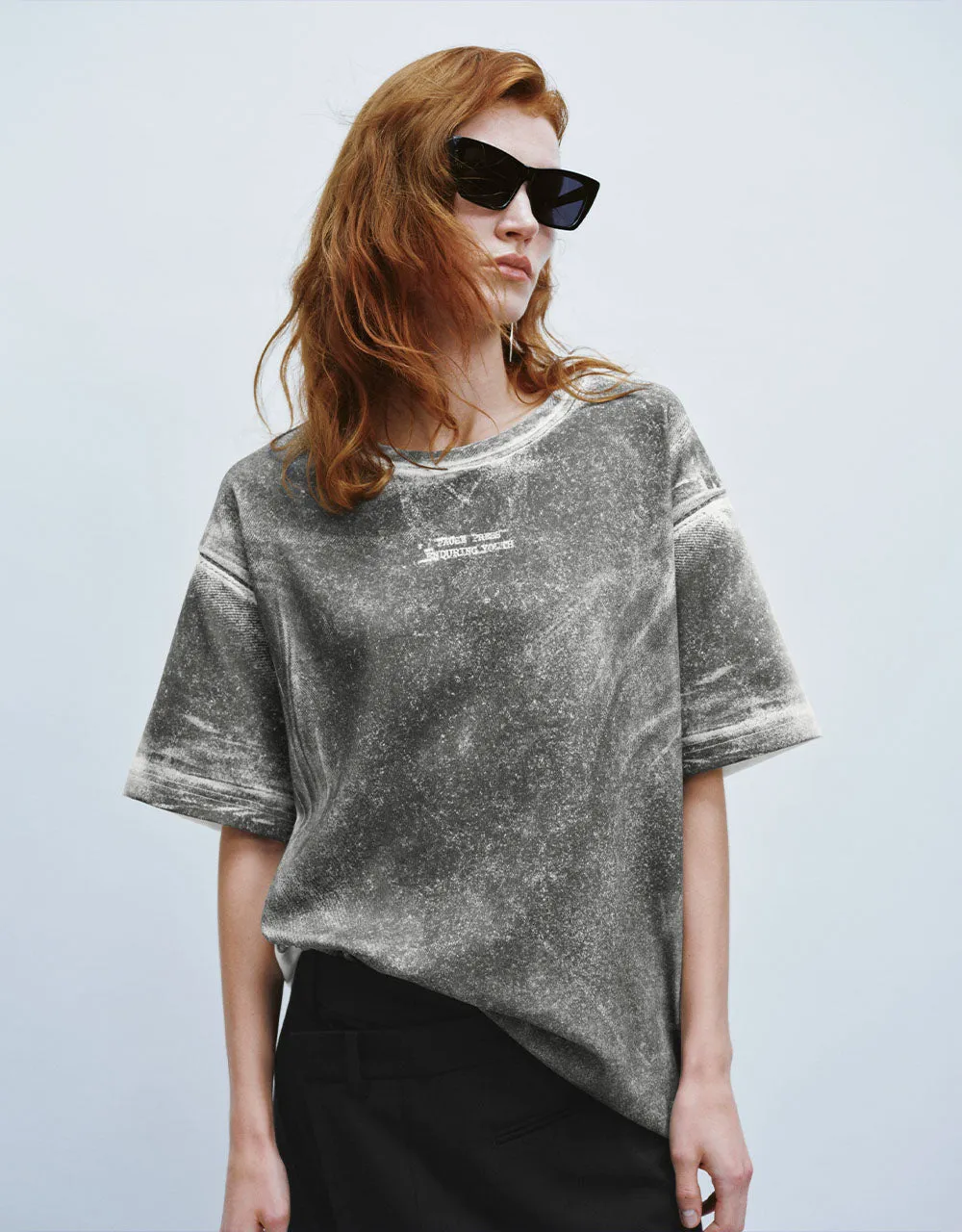 Printed Crew Neck Loose T-Shirt sold by Urban Revivo