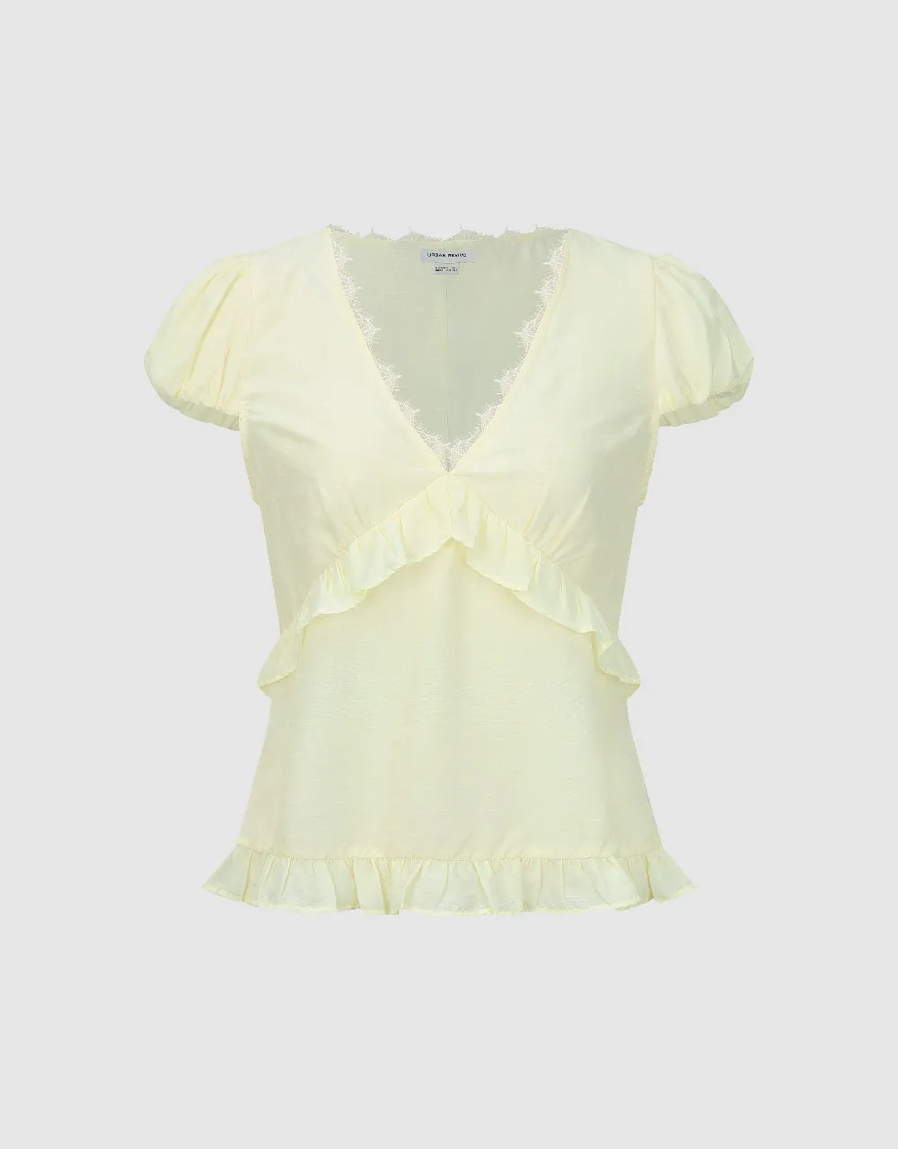 Frill Trim V-Neck Overhead Shirt sold by Urban Revivo product image thumbnail 2