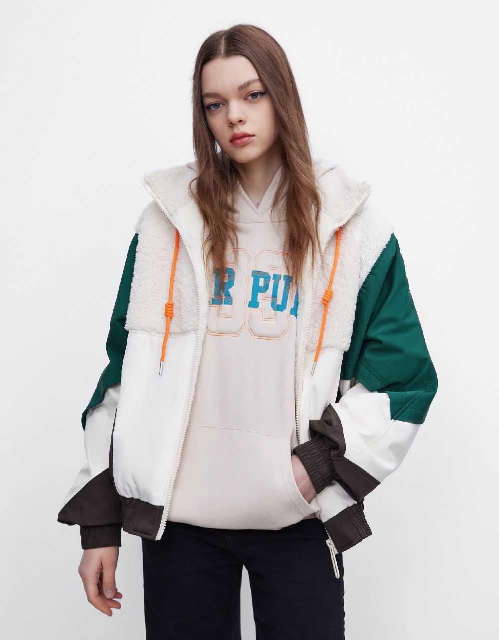 Fluffy Zipper Front Jacket sold by Urban Revivo