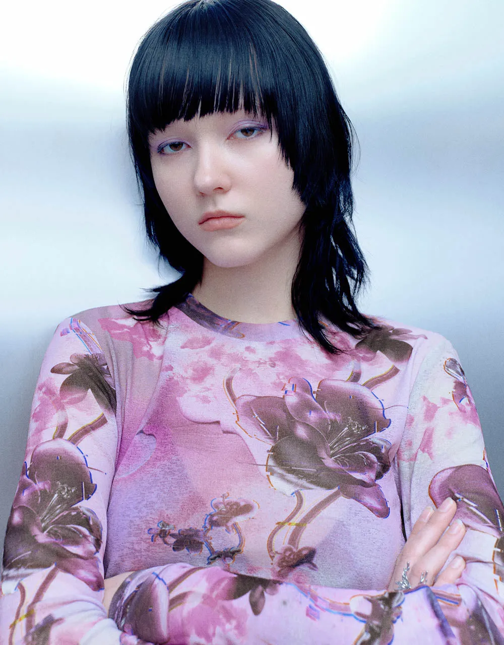 Flower Printed Crew Neck Chiffon T-Shirt sold by Urban Revivo product image thumbnail 4