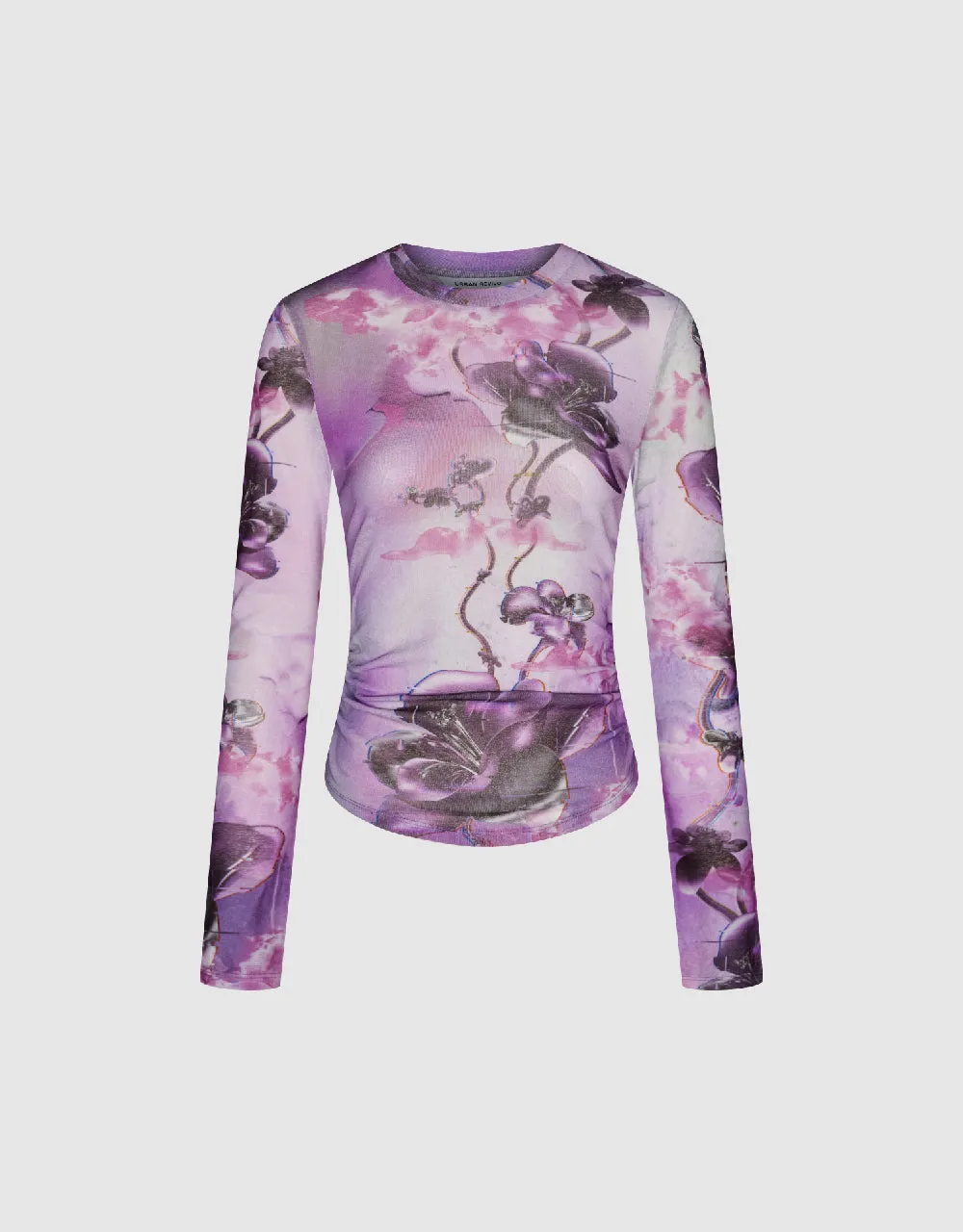 Flower Printed Crew Neck Chiffon T-Shirt sold by Urban Revivo product image thumbnail 2