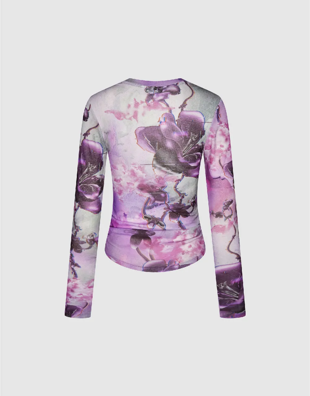 Flower Printed Crew Neck Chiffon T-Shirt sold by Urban Revivo product image thumbnail 5