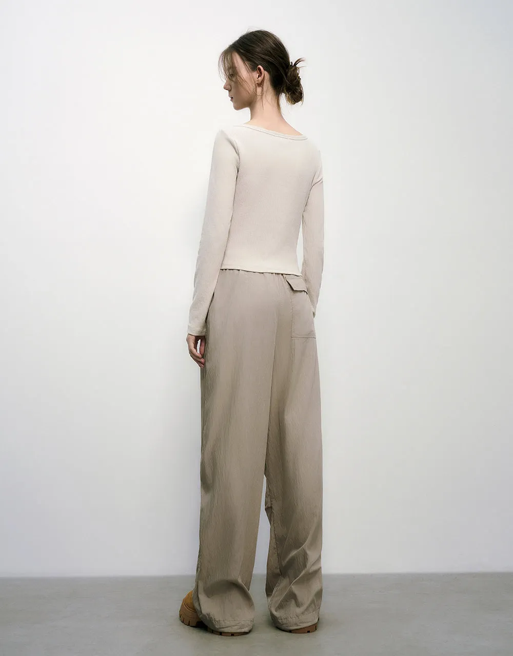 Drawstring Waist Wide-Leg Pants sold by Urban Revivo product image thumbnail 5