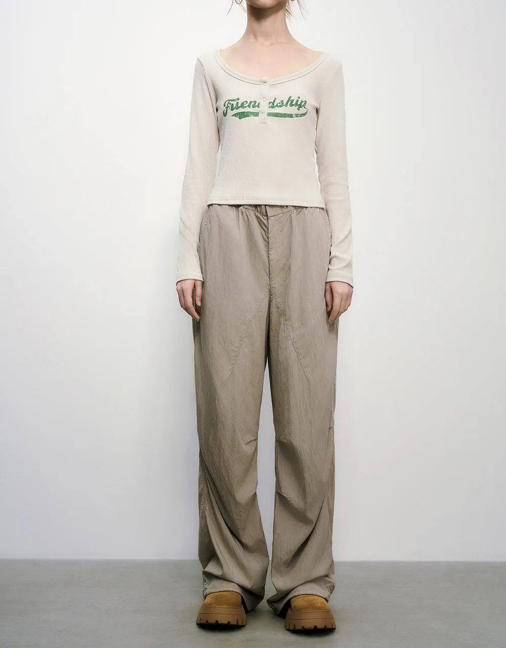 Drawstring Waist Wide-Leg Pants sold by Urban Revivo product image thumbnail 2