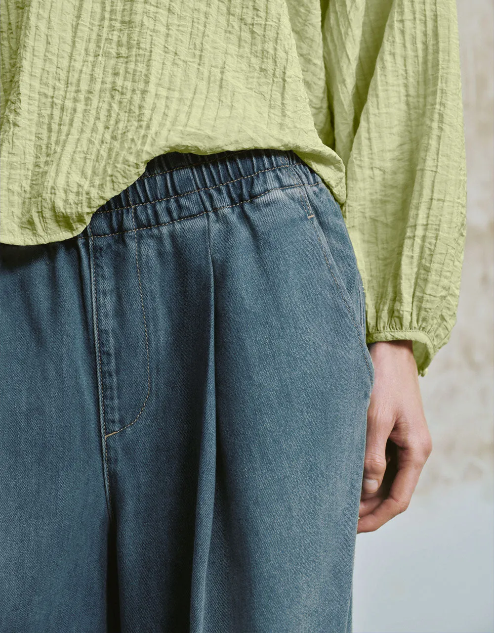 Elastic Waist Wide-Leg Jeans sold by Urban Revivo product image thumbnail 5