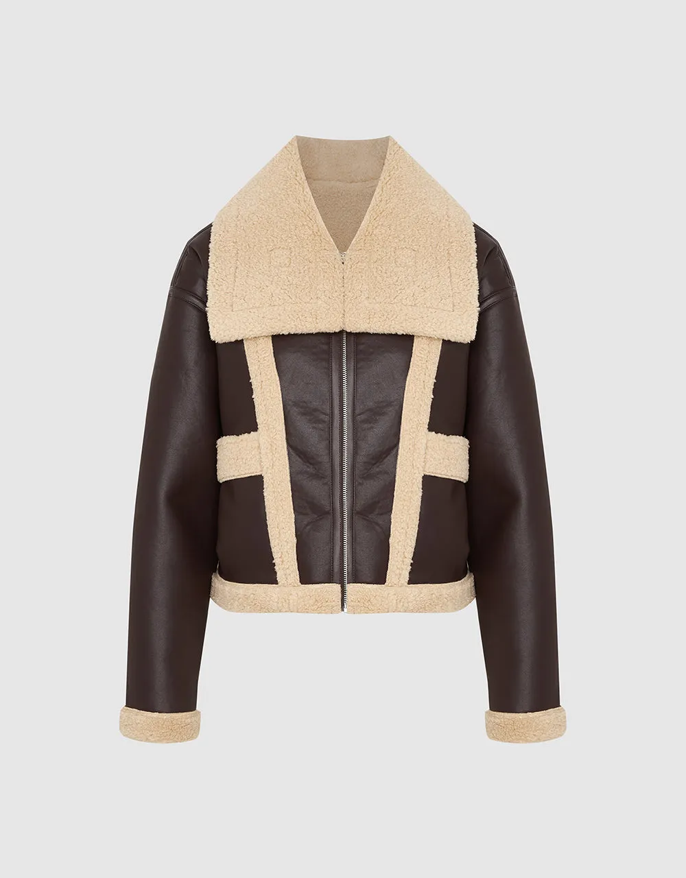 Vegan Leather Jacket With Furry Collar sold by Urban Revivo product image thumbnail 2