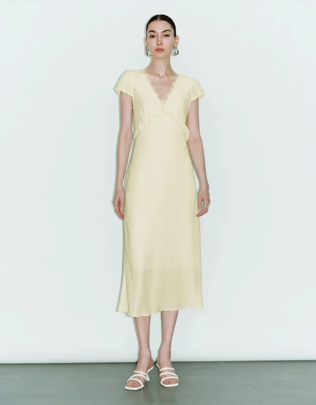 V-Neck Midi A-Line Dress sold by Urban Revivo