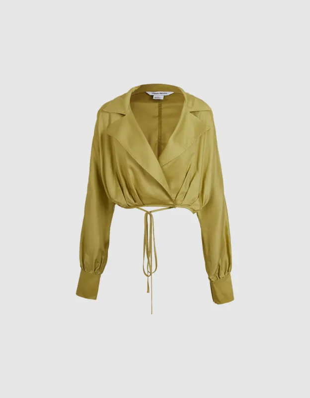 Tie Front Wrap Shirt sold by Urban Revivo