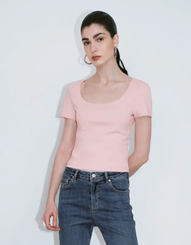 U Neck Knitted Skinny T-Shirt sold by Urban Revivo