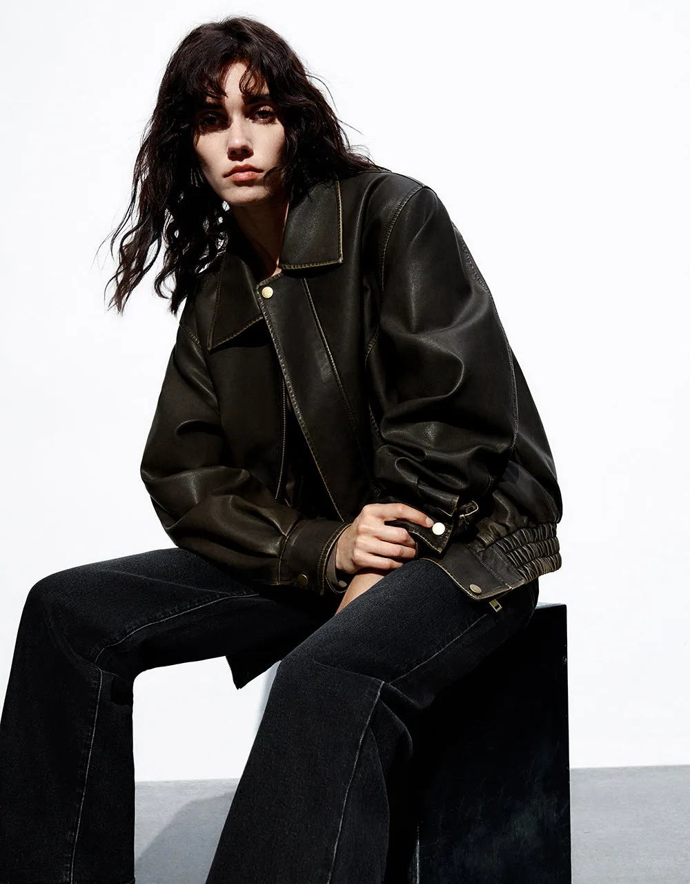 Vegan Leather Straight Jacket sold by Urban Revivo product image thumbnail 3