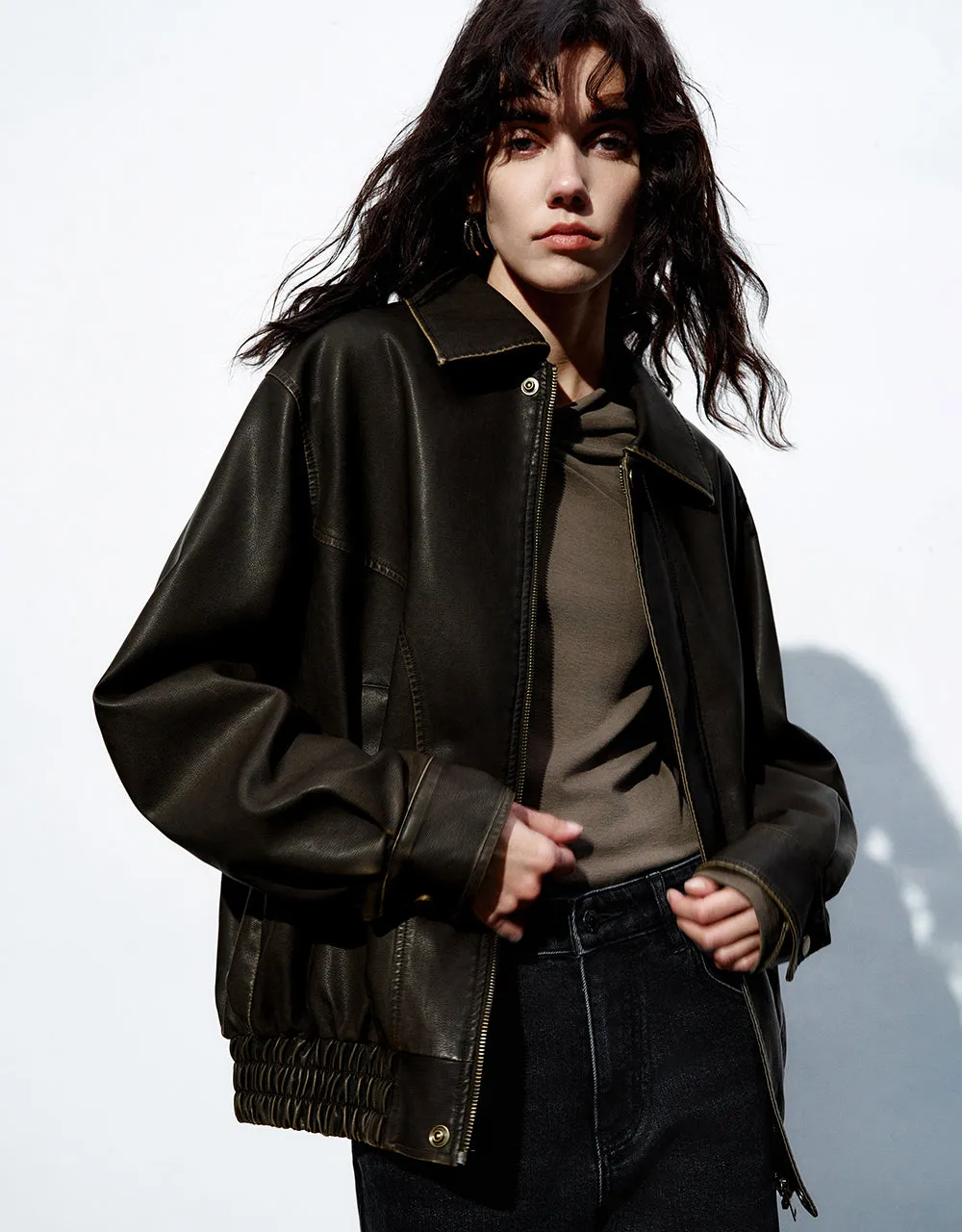 Vegan Leather Straight Jacket sold by Urban Revivo