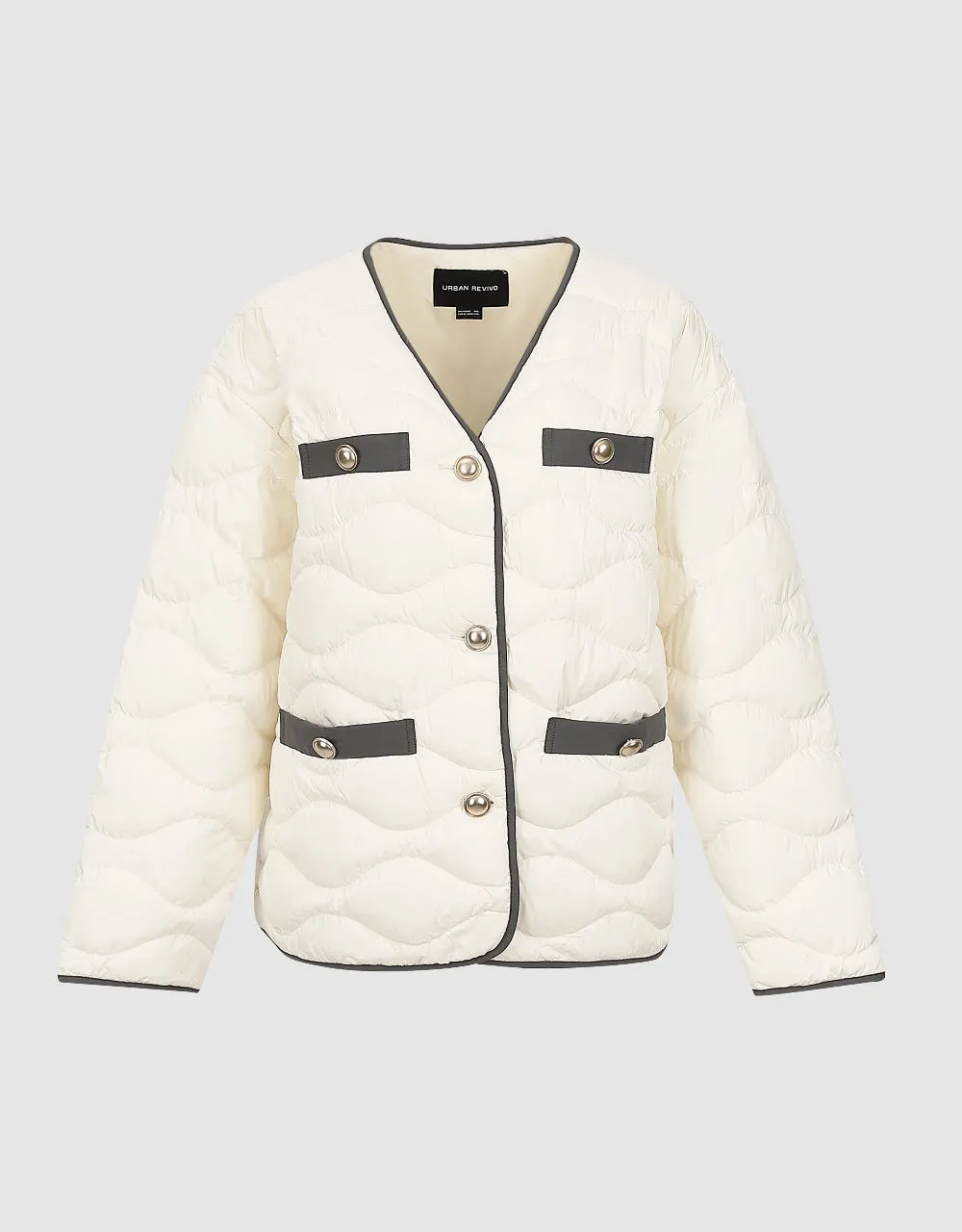 Drop Shoulder Sleeve V-Neck Down Jacket sold by Urban Revivo product image thumbnail 2