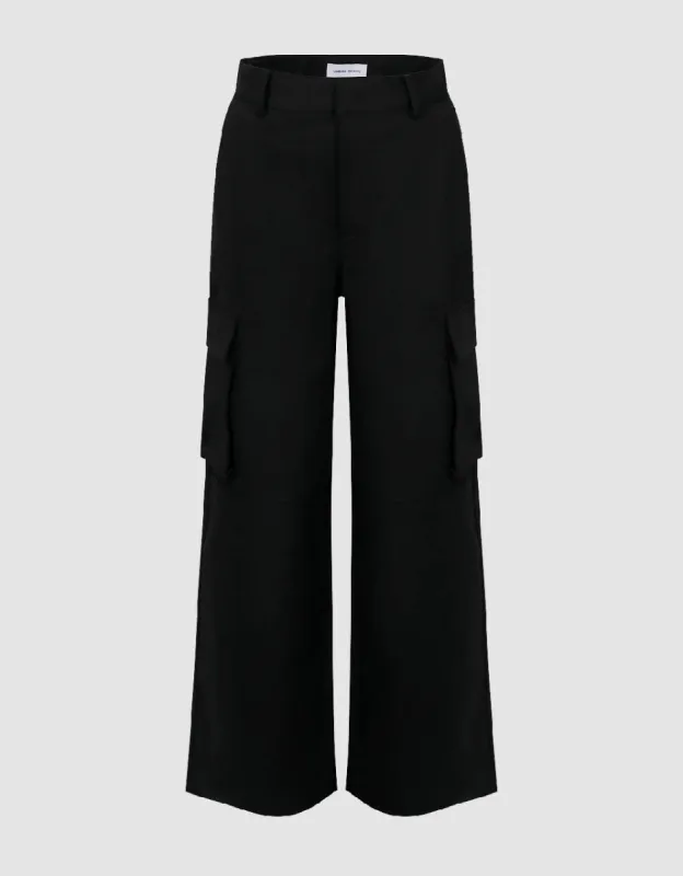 Multi-Pocket Loose Straight Pants sold by Urban Revivo