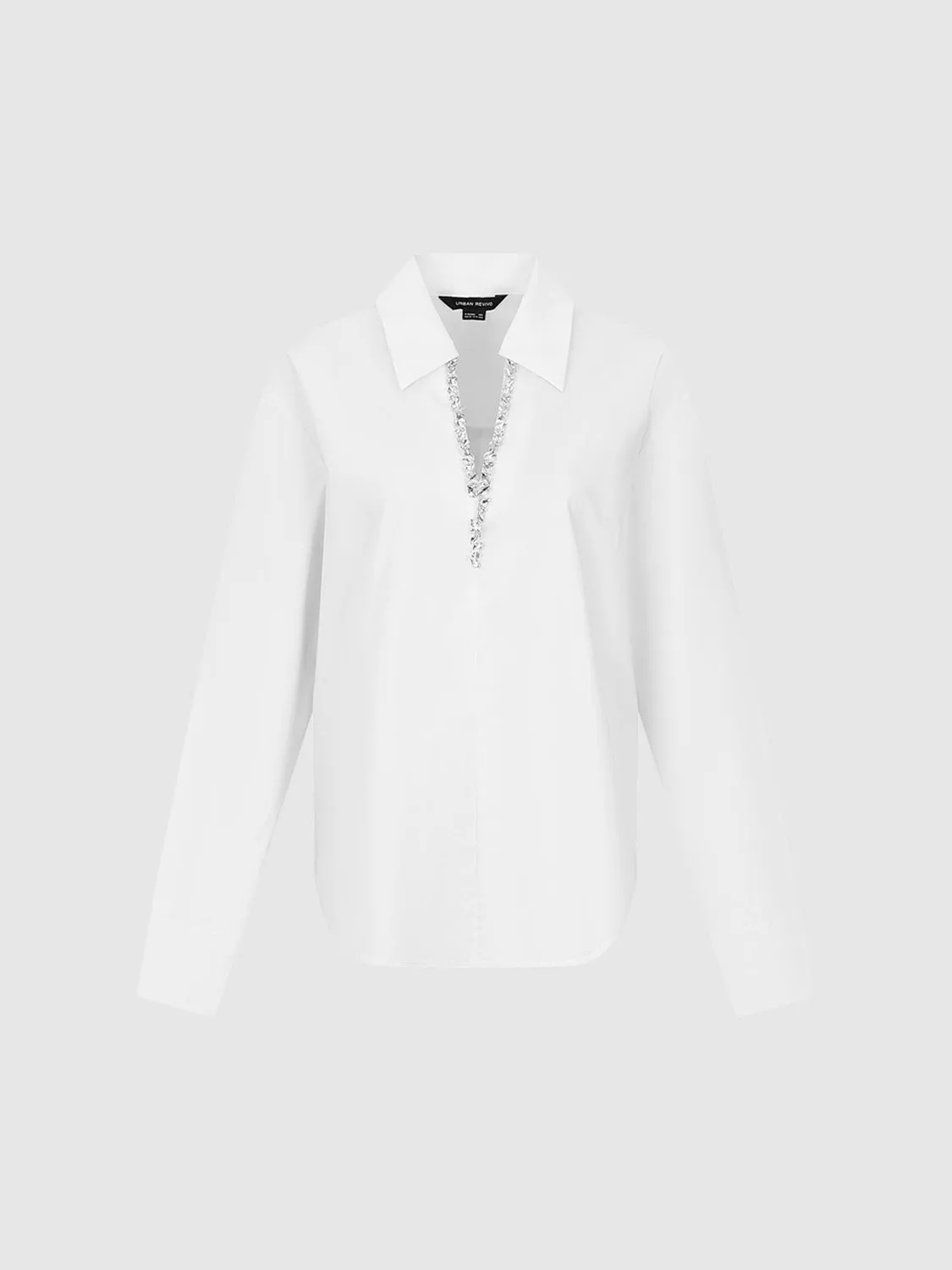 Rhinestone Décor Collared Neck Blouse sold by Urban Revivo product image thumbnail 2
